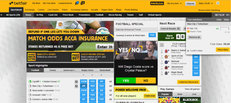 screenshot Betfair