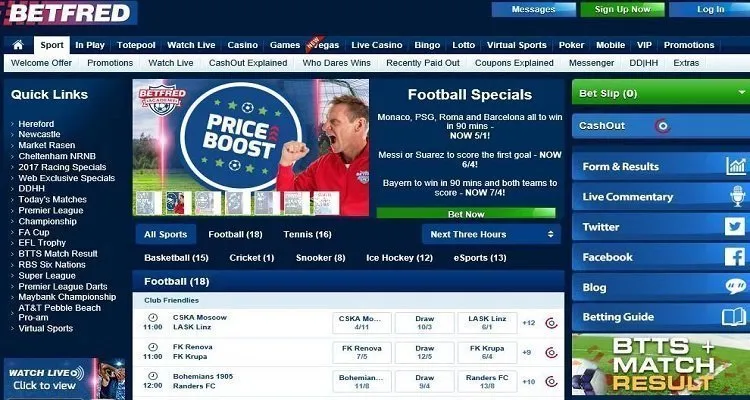 screenshot Betfred