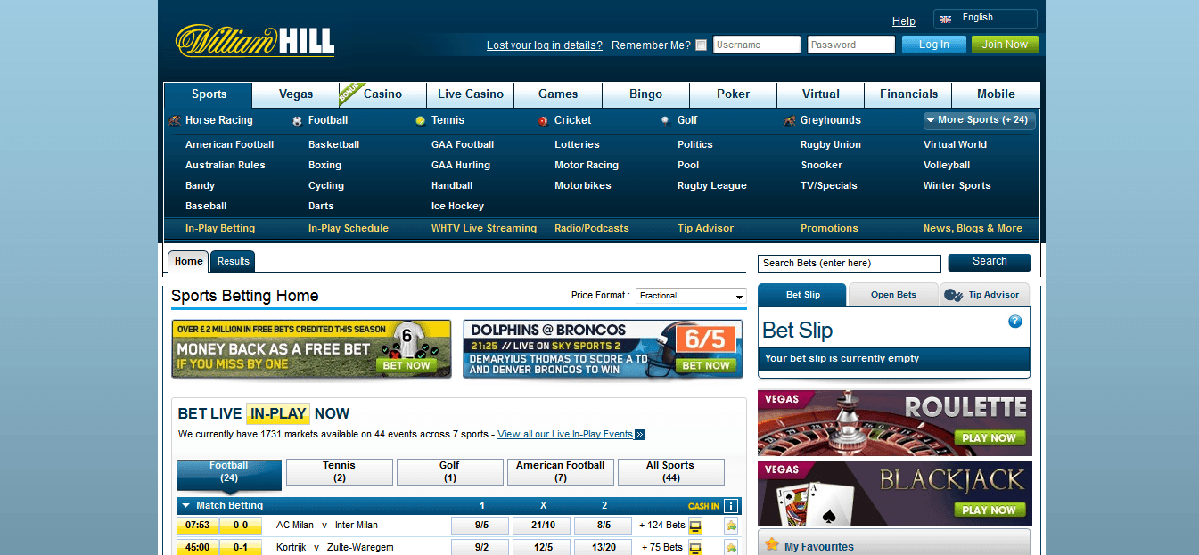 screenshot William Hill
